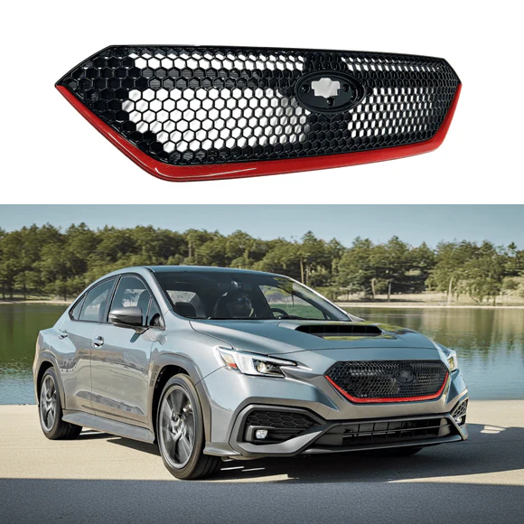 WRX22GrilleOEMGrey_a390af4f-aff7-417a-911f-d31afd283773.webp Fits 2022-2025 Subaru WRX STI Gloss Red Front Bumper Grill Honeycomb Grille - Image 1