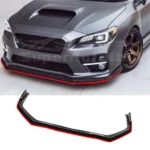 Fits 2015-2021 Subaru WRX STI Front Splitter Spoiler Lip (Gloss Black with Red Trim) - Image 6