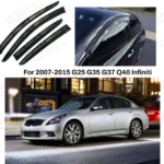 Fits 07-15 Infiniti G25 G35 G37 Q40 Window Visors Sun Guard Shade Deflector w/ Carbon paint Trims