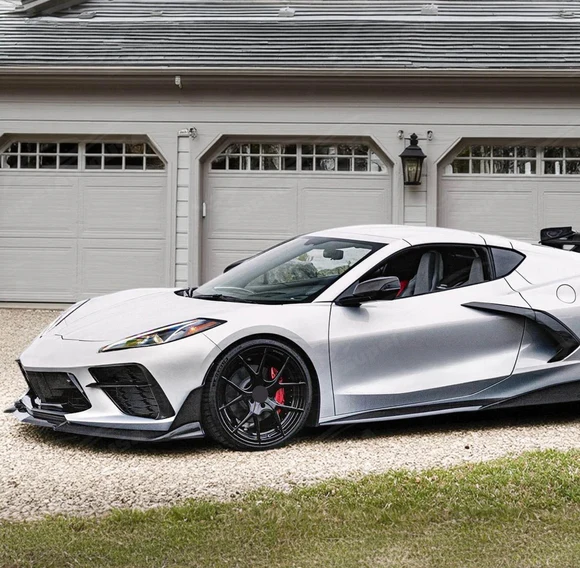 Real Carbon Fiber ZR1 Style Front Splitter Lip Spoiler Fits 2020-2025 Chevrolet Corvette C8 - Image 5