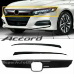 Fit 2018-2023 Honda Accord ABS Glossy Black Lip Front Grille Cover Molding Trim - Image 2
