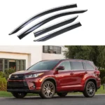 Fit 2014-2018 Toyota Highlander Clip-On Chrome Trim Vent Window Visors Rain Sun Wind Guards Shade Deflectors