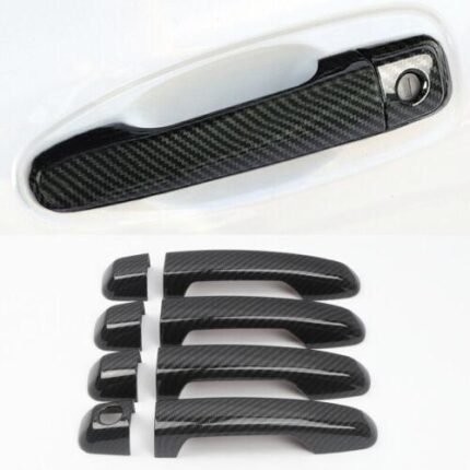 Fit 2010-2021 Toyota 4Runner Door Handle Covers Trim ABS Carbon Fiber (Carbon Fiber Print)